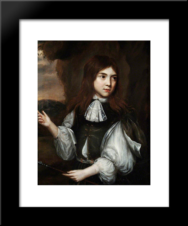 Boy With A Spear 20x24 Black Modern Wood Framed Art Print Poster by Maes, Nicolaes