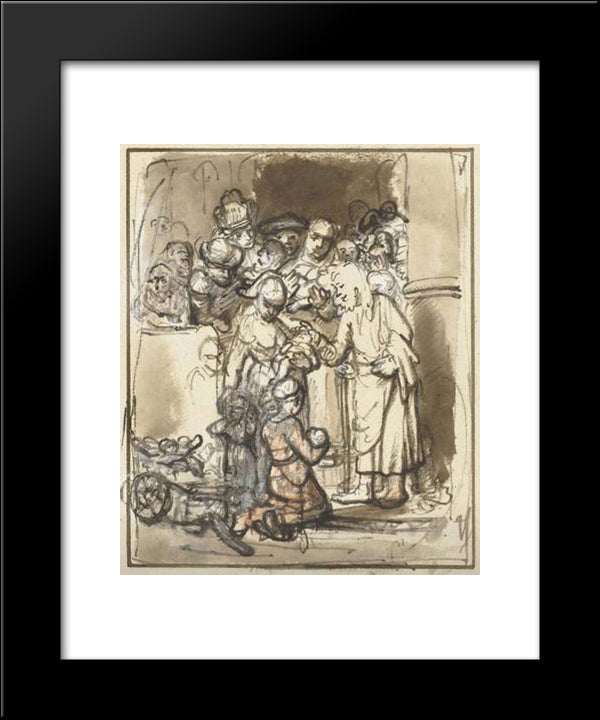 Christ Blessing The Children 20x24 Black Modern Wood Framed Art Print Poster by Maes, Nicolaes