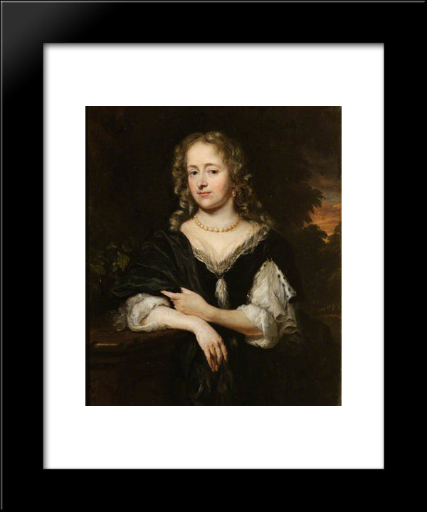 Portrait Of A Lady In A Black Dress 20x24 Black Modern Wood Framed Art Print Poster by Maes, Nicolaes