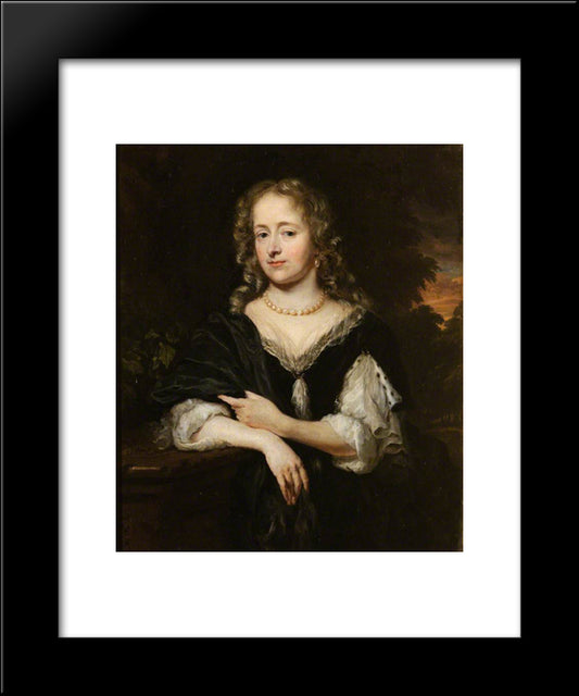 Portrait Of A Lady In A Black Dress 20x24 Black Modern Wood Framed Art Print Poster by Maes, Nicolaes