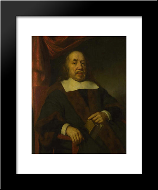 Portrait Of An Elderly Man In A Black Robe 20x24 Black Modern Wood Framed Art Print Poster by Maes, Nicolaes