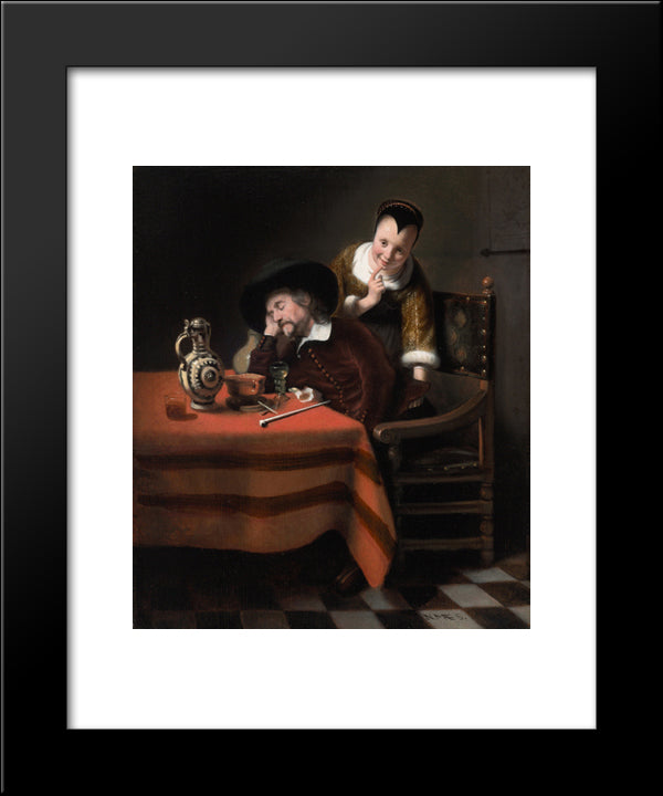 Sleeping Man Having His Pockets Picked 20x24 Black Modern Wood Framed Art Print Poster by Maes, Nicolaes