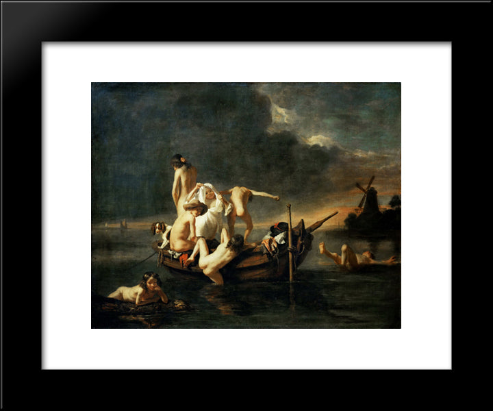 The Bath 20x24 Black Modern Wood Framed Art Print Poster by Maes, Nicolaes