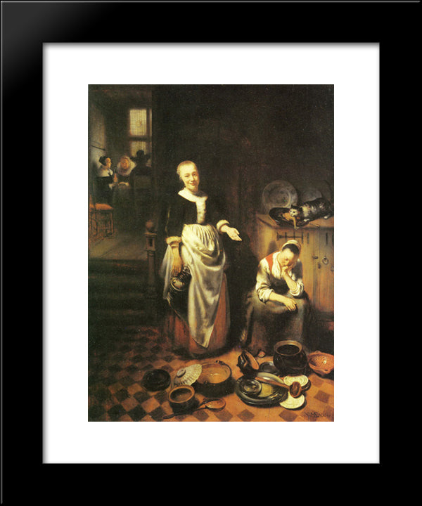 The Idle Servant 20x24 Black Modern Wood Framed Art Print Poster by Maes, Nicolaes