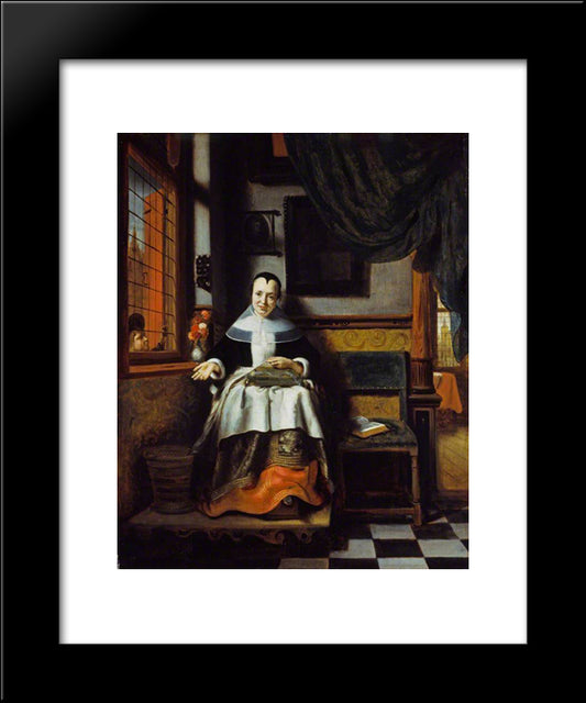 The Virtuous Woman 20x24 Black Modern Wood Framed Art Print Poster by Maes, Nicolaes