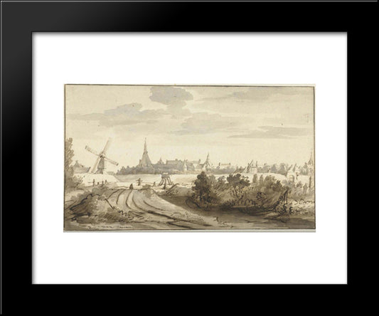 View Of Ravestein 20x24 Black Modern Wood Framed Art Print Poster by Maes, Nicolaes