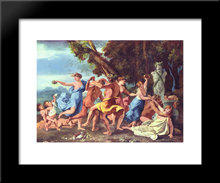 Bacchanal Before A Statue Of Pan 20x24 Black Modern Wood Framed Art Print Poster by Poussin, Nicolas