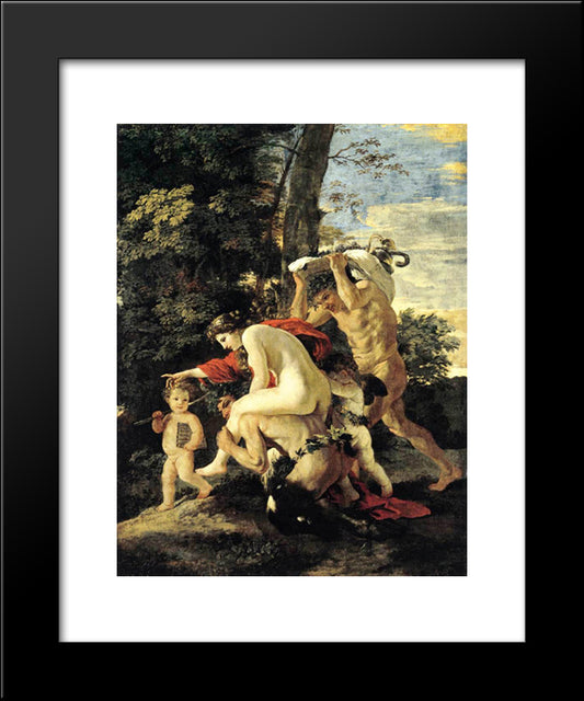 Bacchic Scene 20x24 Black Modern Wood Framed Art Print Poster by Poussin, Nicolas