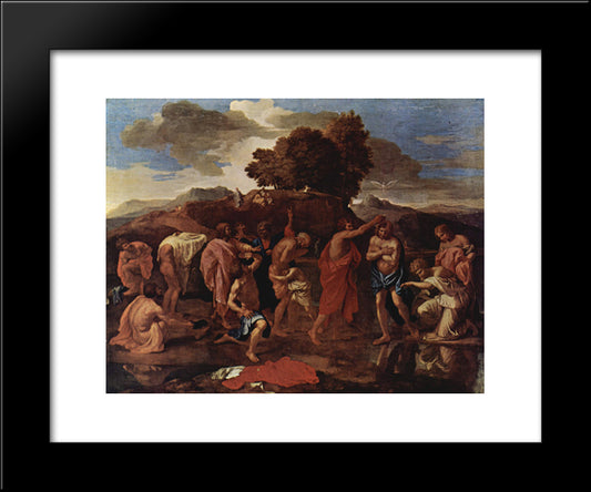 Baptism 20x24 Black Modern Wood Framed Art Print Poster by Poussin, Nicolas