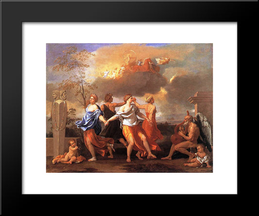 Dance To The Music Of Time 20x24 Black Modern Wood Framed Art Print Poster by Poussin, Nicolas