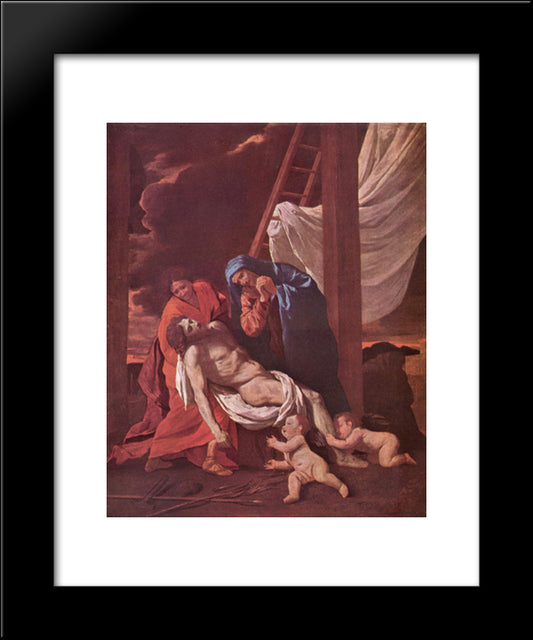 Descend From The Cross 20x24 Black Modern Wood Framed Art Print Poster by Poussin, Nicolas