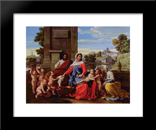 Holy Family 20x24 Black Modern Wood Framed Art Print Poster by Poussin, Nicolas