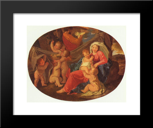 Holy Family With Angels 20x24 Black Modern Wood Framed Art Print Poster by Poussin, Nicolas