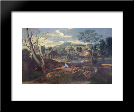 Ideal Landscape 20x24 Black Modern Wood Framed Art Print Poster by Poussin, Nicolas