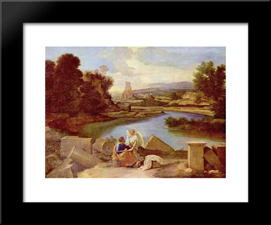 Landscape With St. Matthew And The Angel 20x24 Black Modern Wood Framed Art Print Poster by Poussin, Nicolas