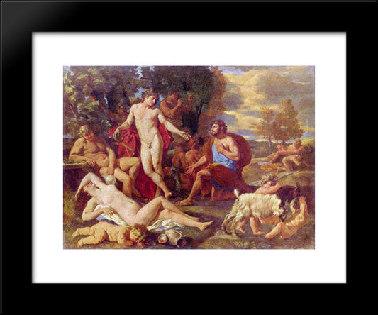 Midas And Bacchus 20x24 Black Modern Wood Framed Art Print Poster by Poussin, Nicolas