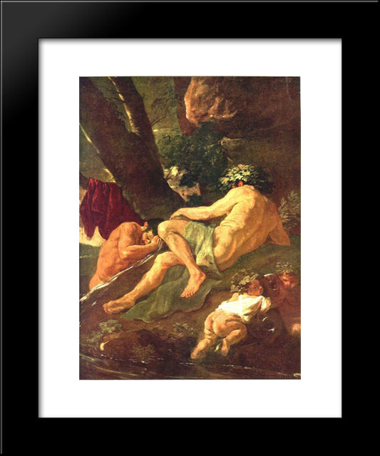 Midas Washing At The Source Of The River Pactolus 20x24 Black Modern Wood Framed Art Print Poster by Poussin, Nicolas