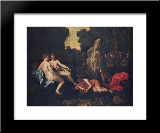 Narcissus And Echo 20x24 Black Modern Wood Framed Art Print Poster by Poussin, Nicolas