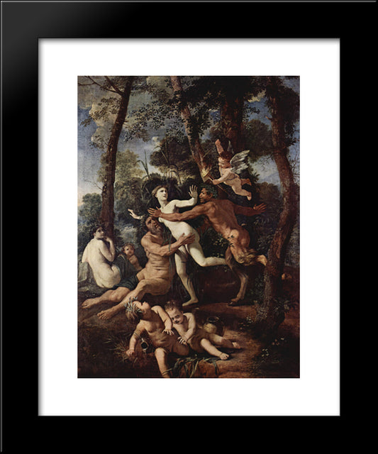 Pan And Syrinx 20x24 Black Modern Wood Framed Art Print Poster by Poussin, Nicolas