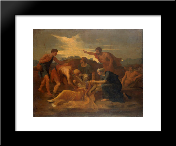 Queen Zenobia Found On The Banks Of The Arax 20x24 Black Modern Wood Framed Art Print Poster by Poussin, Nicolas