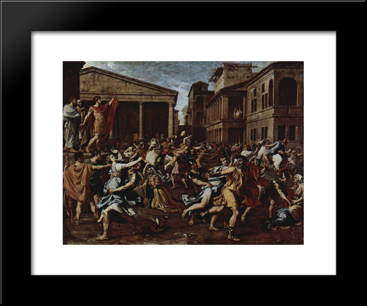 Rape Of The Sabine Women 20x24 Black Modern Wood Framed Art Print Poster by Poussin, Nicolas