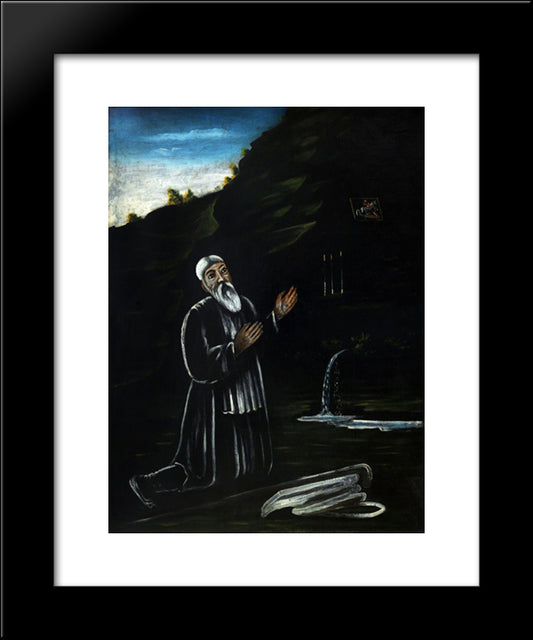 Anchorite Giorgi 20x24 Black Modern Wood Framed Art Print Poster by Pirosmani, Niko