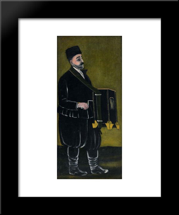 Barrel Organ Player 20x24 Black Modern Wood Framed Art Print Poster by Pirosmani, Niko