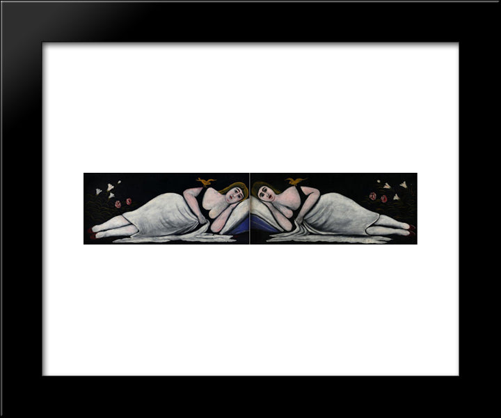 Beauties Of Ortachala (Diptych) 20x24 Black Modern Wood Framed Art Print Poster by Pirosmani, Niko