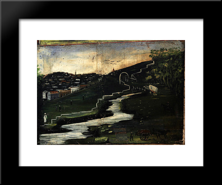 Belakani (Part Of Tapestry In Six Paintings) 20x24 Black Modern Wood Framed Art Print Poster by Pirosmani, Niko