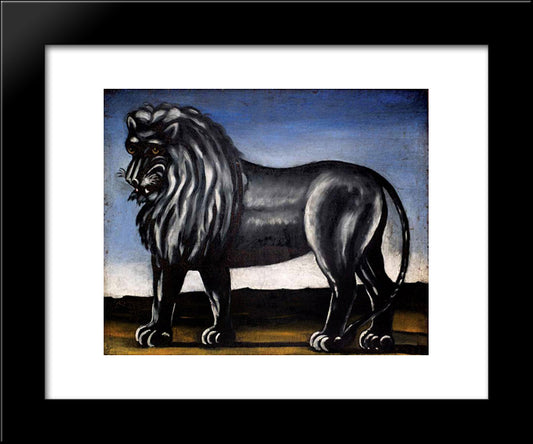 Black Lion 20x24 Black Modern Wood Framed Art Print Poster by Pirosmani, Niko