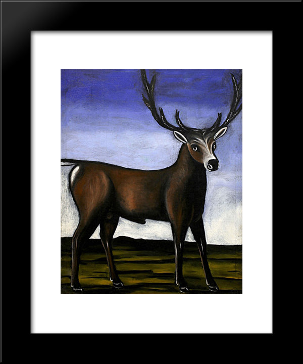 Deer 20x24 Black Modern Wood Framed Art Print Poster by Pirosmani, Niko