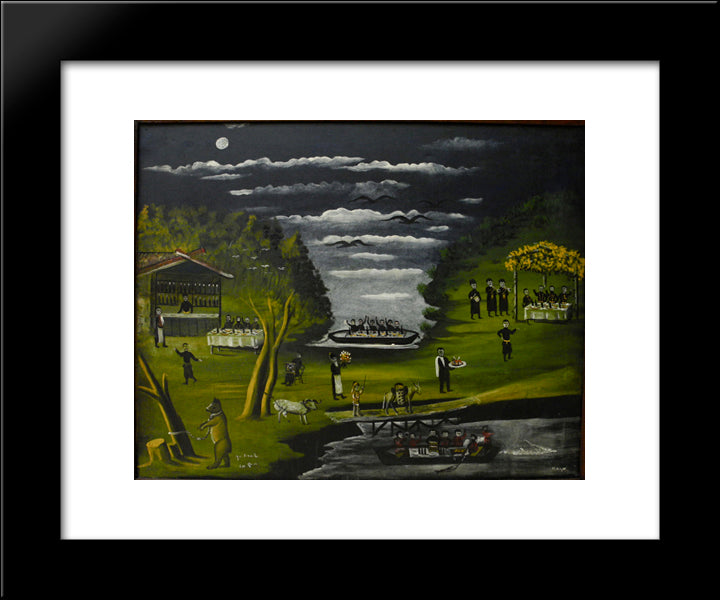 Donkey Bridge 20x24 Black Modern Wood Framed Art Print Poster by Pirosmani, Niko
