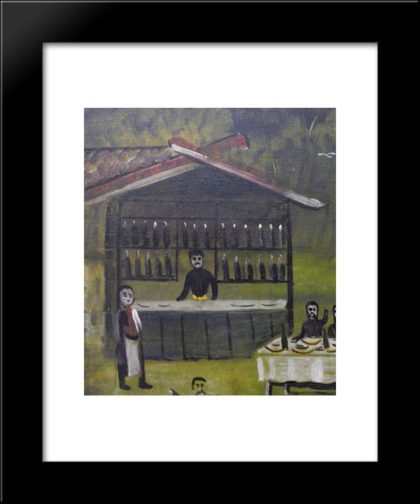 Donkey Bridge (Fragment) 20x24 Black Modern Wood Framed Art Print Poster by Pirosmani, Niko