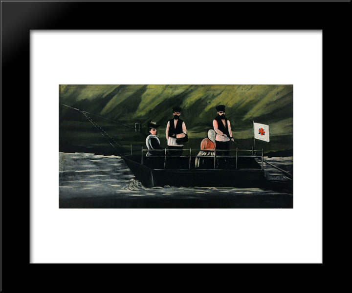Ferryboat In Didube 20x24 Black Modern Wood Framed Art Print Poster by Pirosmani, Niko