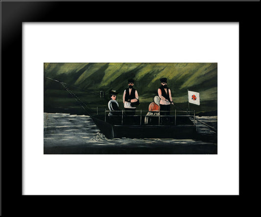 Ferryboat In Didube 20x24 Black Modern Wood Framed Art Print Poster by Pirosmani, Niko