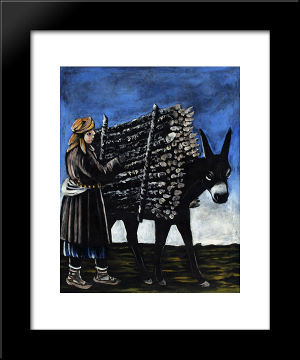 Firewood Seller Boy 20x24 Black Modern Wood Framed Art Print Poster by Pirosmani, Niko