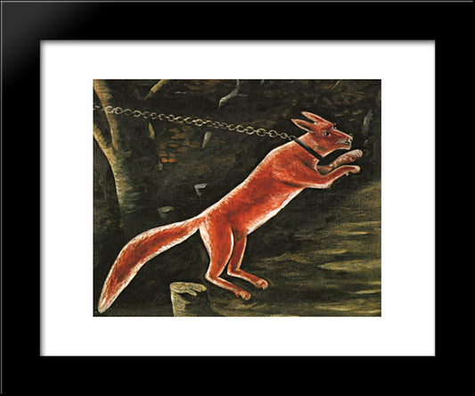 Fox On Chain 20x24 Black Modern Wood Framed Art Print Poster by Pirosmani, Niko