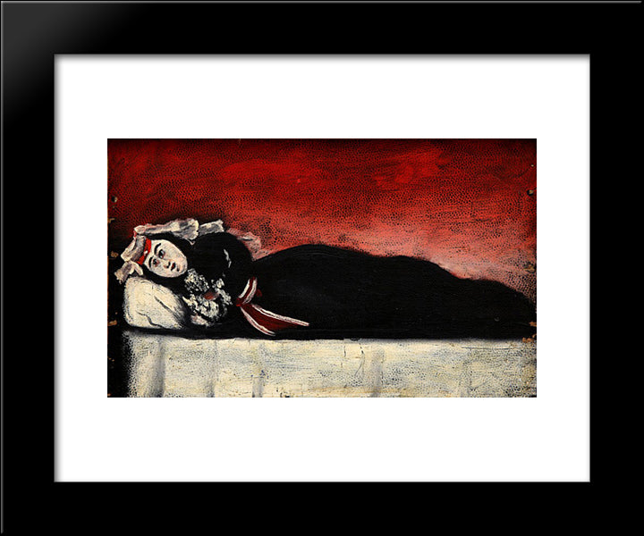 Georgian Woman On A Couch 20x24 Black Modern Wood Framed Art Print Poster by Pirosmani, Niko