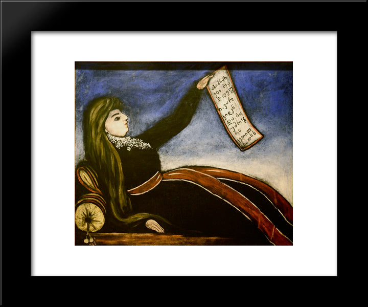 Georgian Woman On A Couch 20x24 Black Modern Wood Framed Art Print Poster by Pirosmani, Niko
