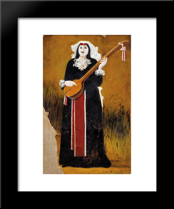 Georgian Woman With Thari 20x24 Black Modern Wood Framed Art Print Poster by Pirosmani, Niko