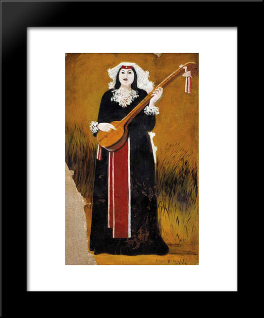 Georgian Woman With Thari 20x24 Black Modern Wood Framed Art Print Poster by Pirosmani, Niko