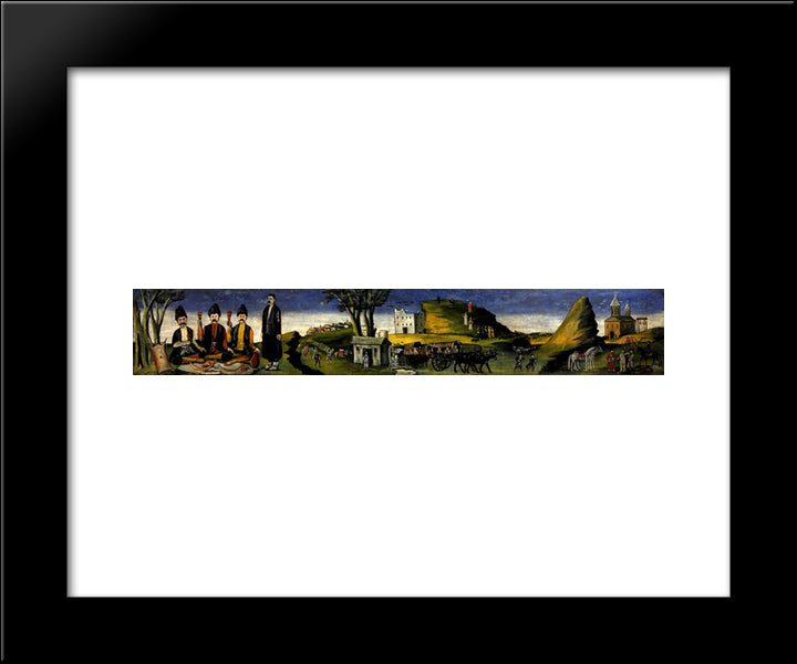 Kakhetian Epos (Alazani Valley) 20x24 Black Modern Wood Framed Art Print Poster by Pirosmani, Niko