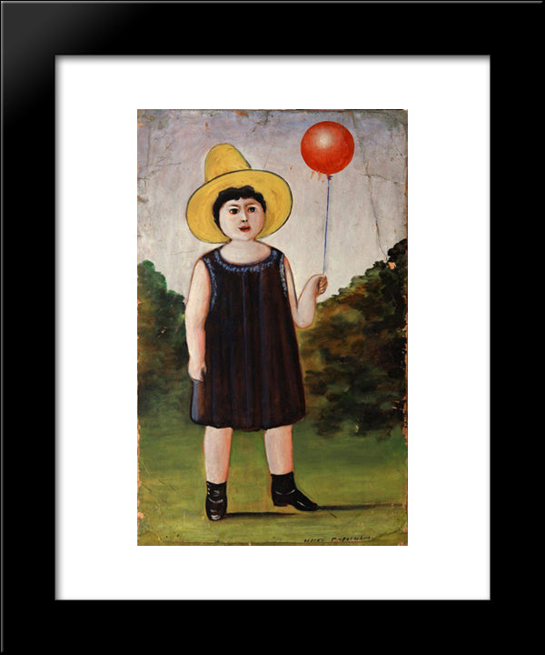 Little Girl In A Blue Dress 20x24 Black Modern Wood Framed Art Print Poster by Pirosmani, Niko