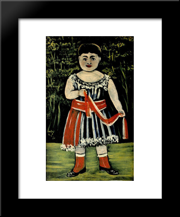 Little Girl With A Red Bow 20x24 Black Modern Wood Framed Art Print Poster by Pirosmani, Niko