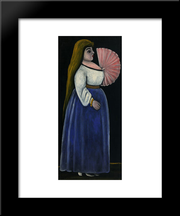 Ortachali Beauty With A Fan 20x24 Black Modern Wood Framed Art Print Poster by Pirosmani, Niko