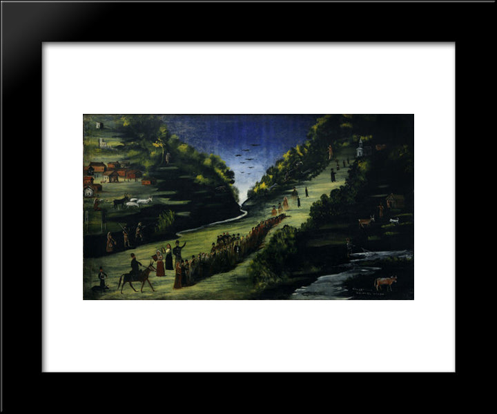 Party By The River Tskheniszkali 20x24 Black Modern Wood Framed Art Print Poster by Pirosmani, Niko