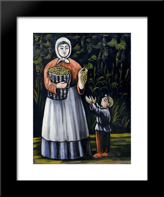 Peasant Woman With Boy 20x24 Black Modern Wood Framed Art Print Poster by Pirosmani, Niko