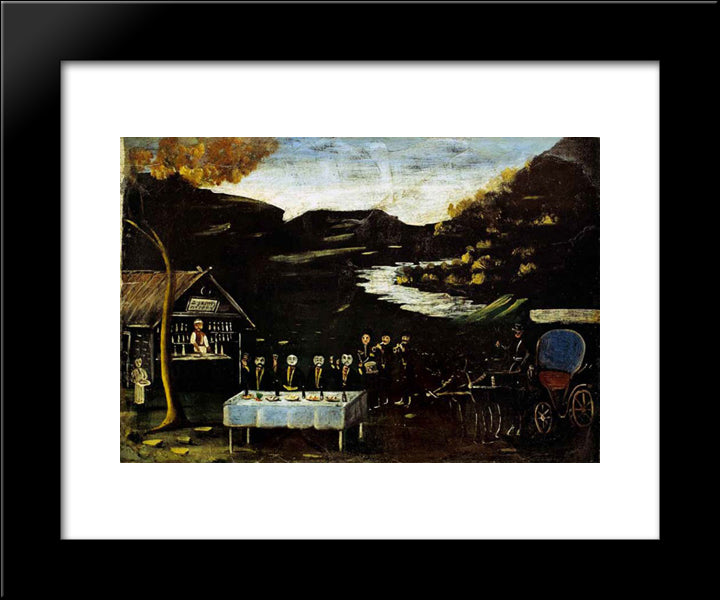 Phaeton And The Night Feast 20x24 Black Modern Wood Framed Art Print Poster by Pirosmani, Niko