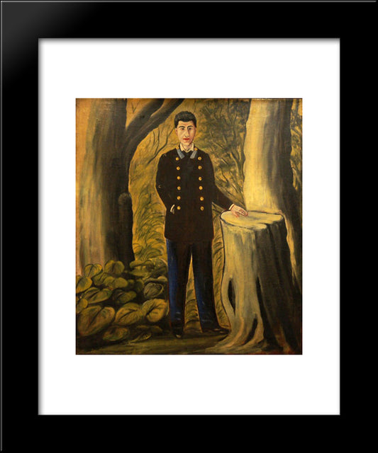 Portrait Of Ilya Zdanevich 20x24 Black Modern Wood Framed Art Print Poster by Pirosmani, Niko