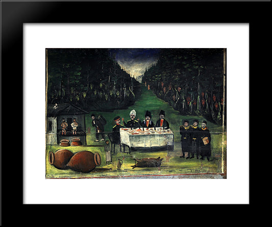 Road Of Kakheti (Part Of Tapestry In Six Paintings) 20x24 Black Modern Wood Framed Art Print Poster by Pirosmani, Niko